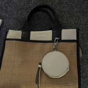 Calvin Klein Black and Tan Tote Bag